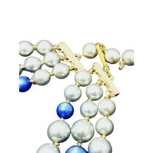 Vintage Crystal And Rhinestone 3 Strand Bib Necklace (A1877) - Picture 3 of 6